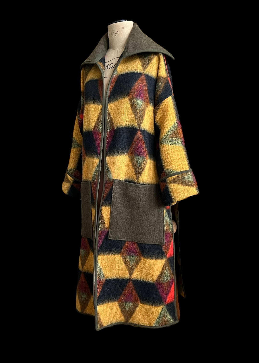 Vintage Autumn Blanket Duster Coat