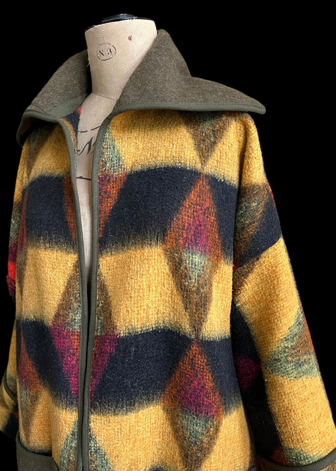 Vintage Autumn Blanket Duster Coat