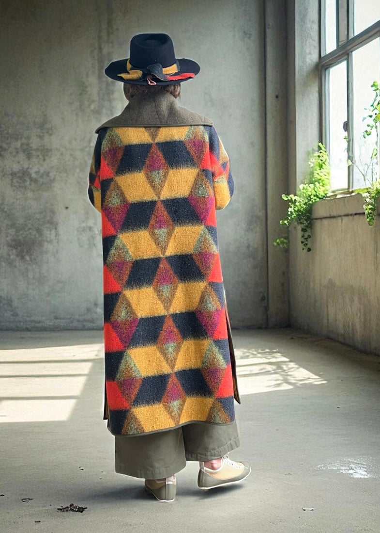 Vintage Autumn Blanket Duster Coat