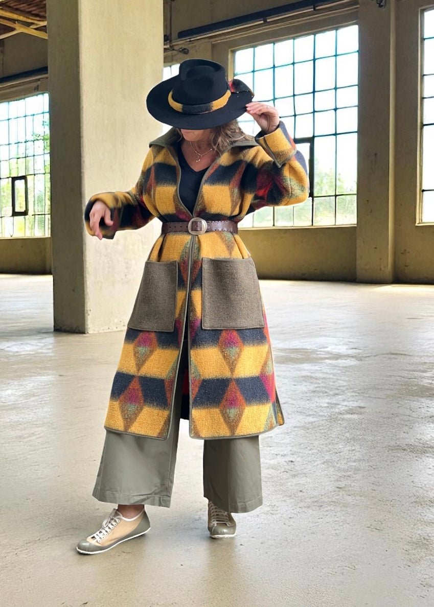 Vintage Autumn Blanket Duster Coat