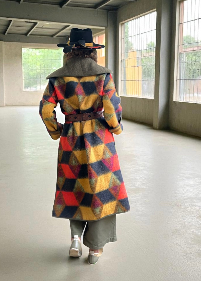 Vintage Autumn Blanket Duster Coat