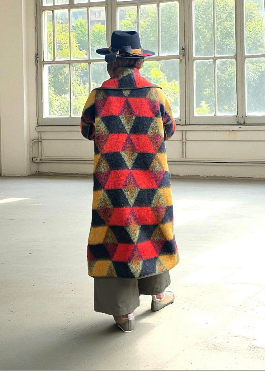 Vintage Autumn Blanket Duster Coat