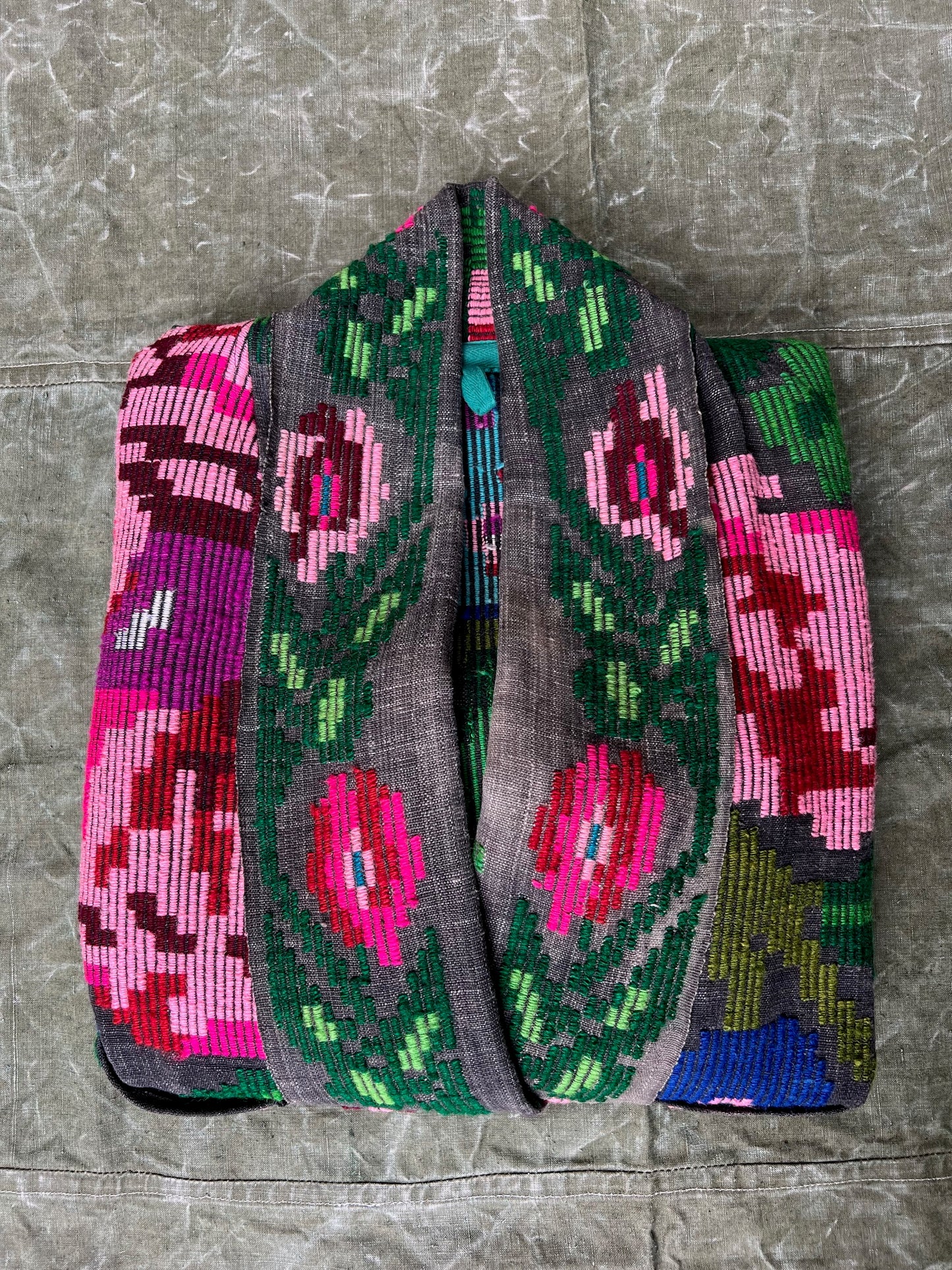 Wool floral Romanian textile coat