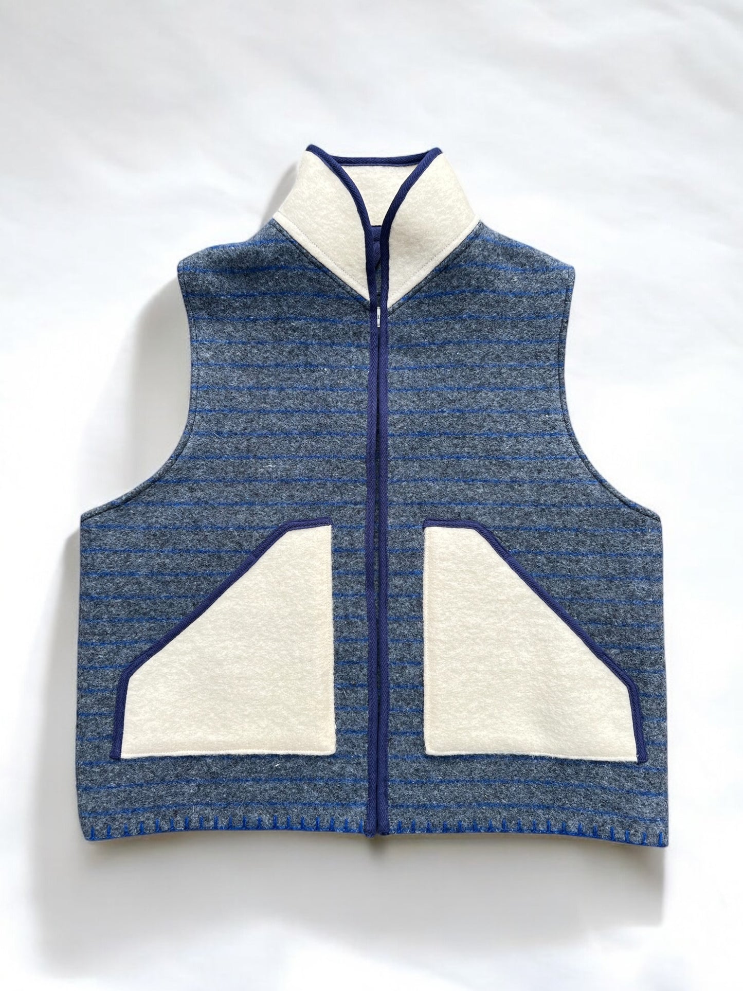 Vintage Danish Army Blanket Colour Block Gilet