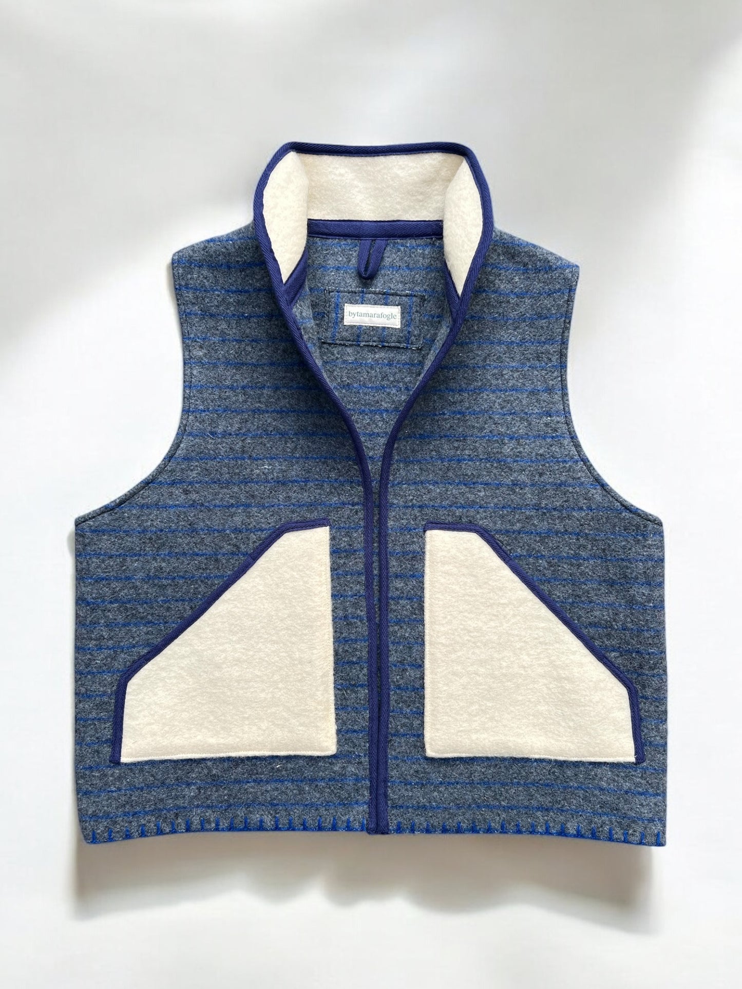 Vintage Danish Army Blanket Colour Block Gilet