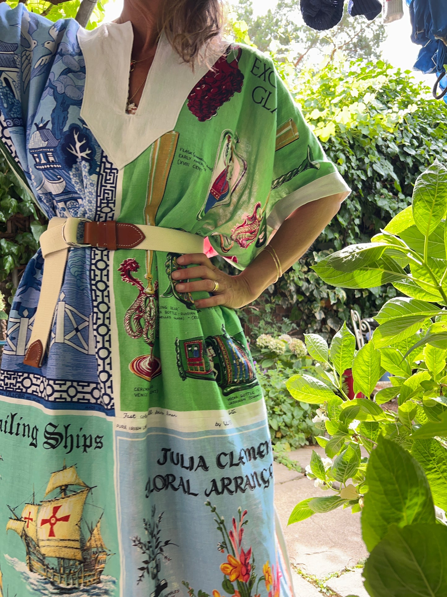 Vintage Irish Linen Tea Towel Kaftan Dress