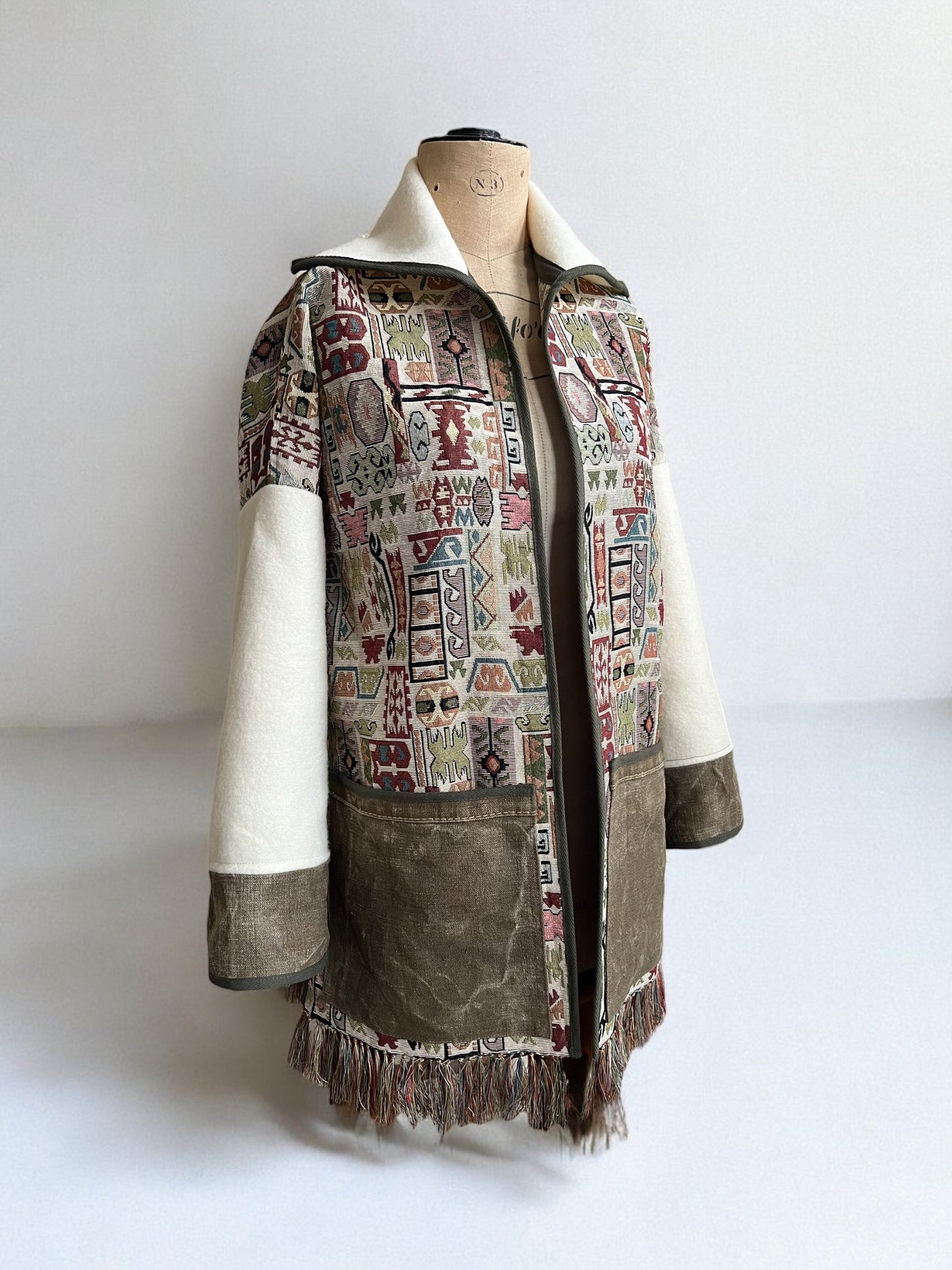 Fringed Vintage Tapestry and Blanket Jacket