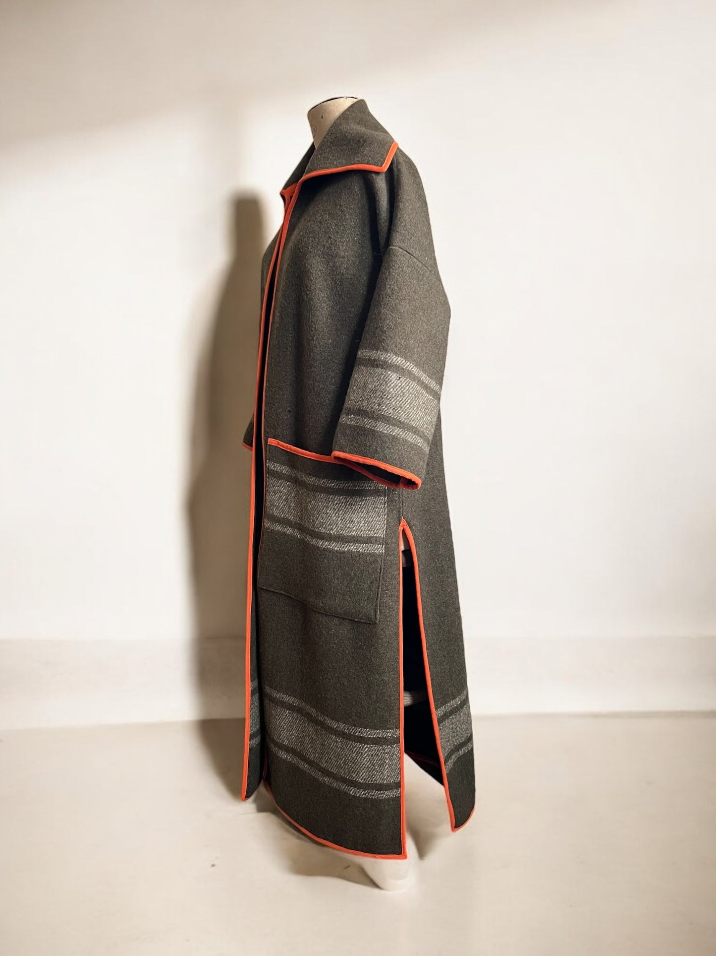 Vintage Italian Army Blanket Duster Coat