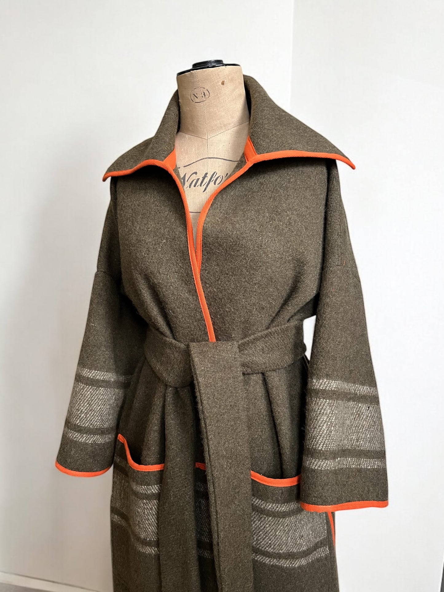Vintage Italian Army Blanket Duster Coat