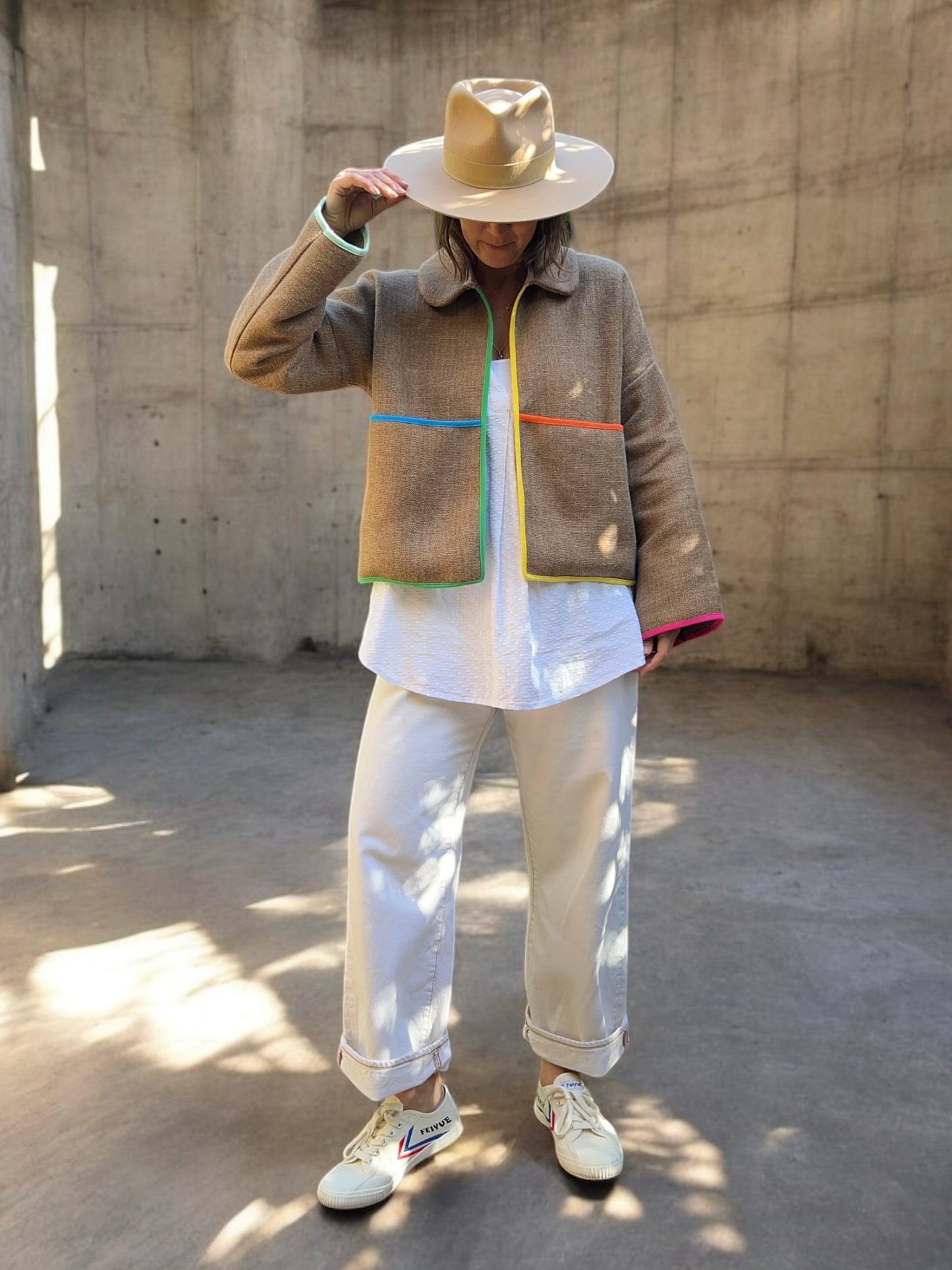 Heavyweight Linen Rainbow Trim Jacket