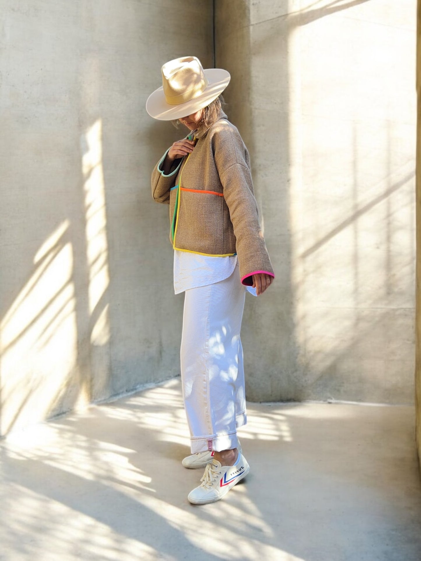 Heavyweight Linen Rainbow Trim Jacket
