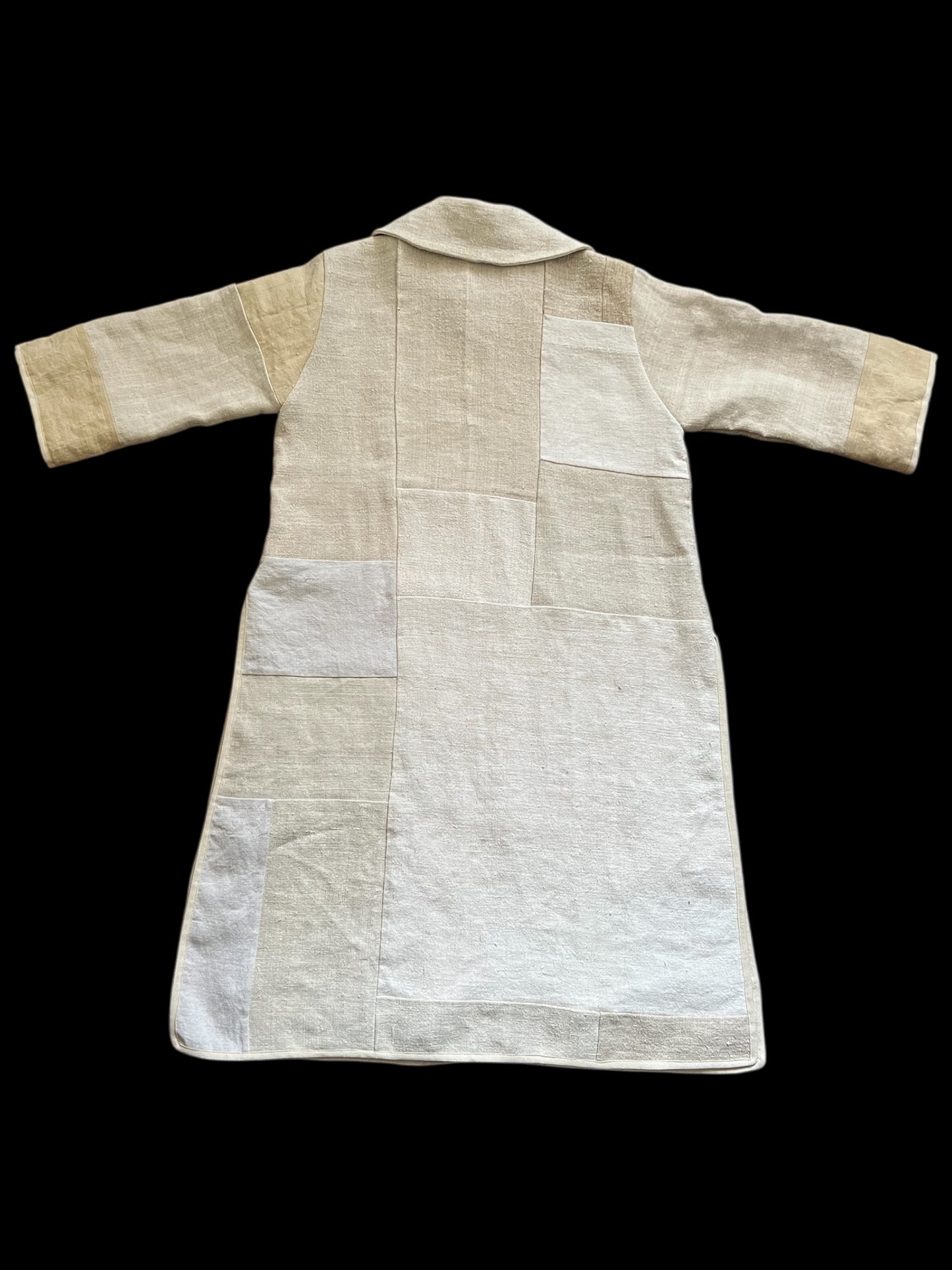 Vintage Heavy Linen Patchwork Duster Coat