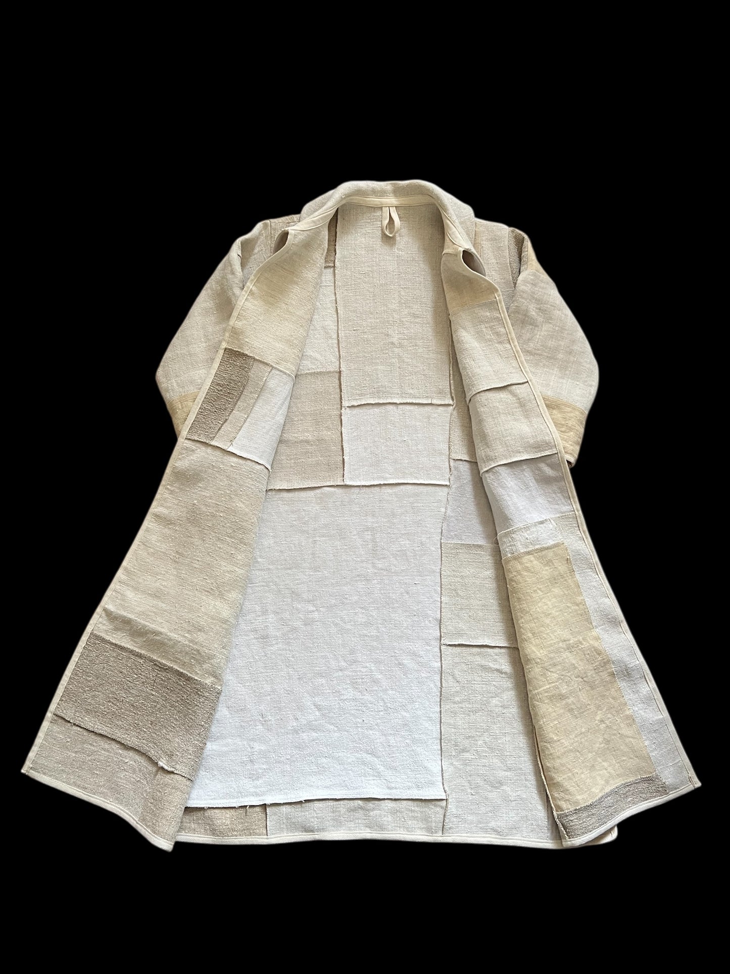 Vintage Heavy Linen Patchwork Duster Coat