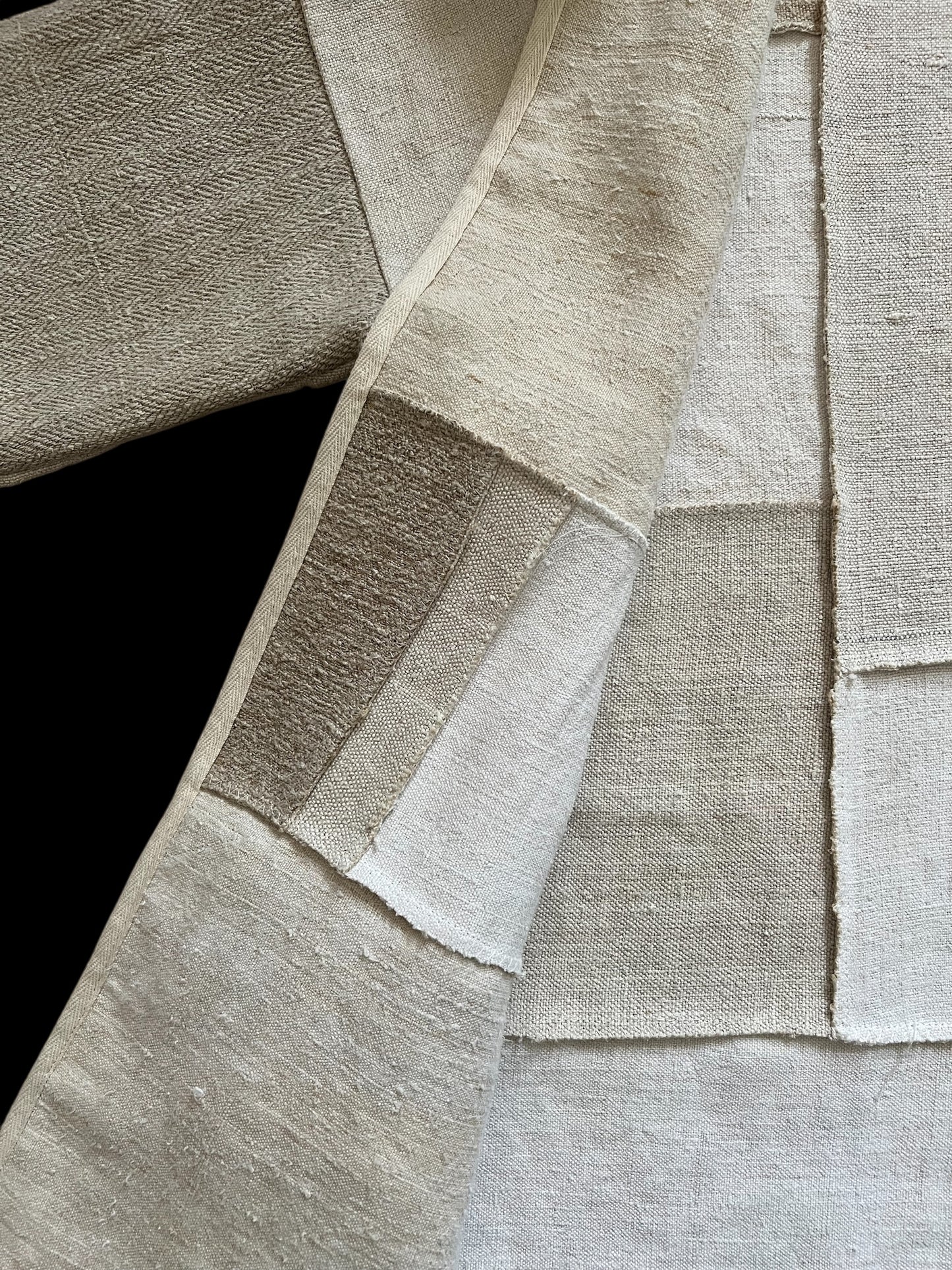 Vintage Heavy Linen Patchwork Duster Coat