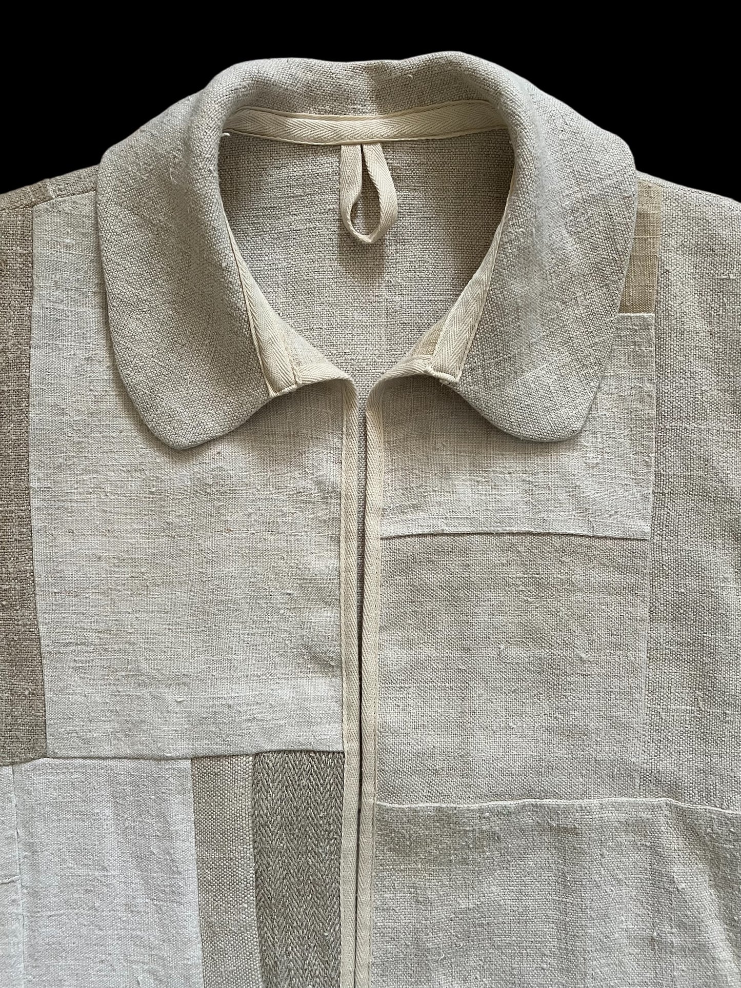 Vintage Heavy Linen Patchwork Duster Coat
