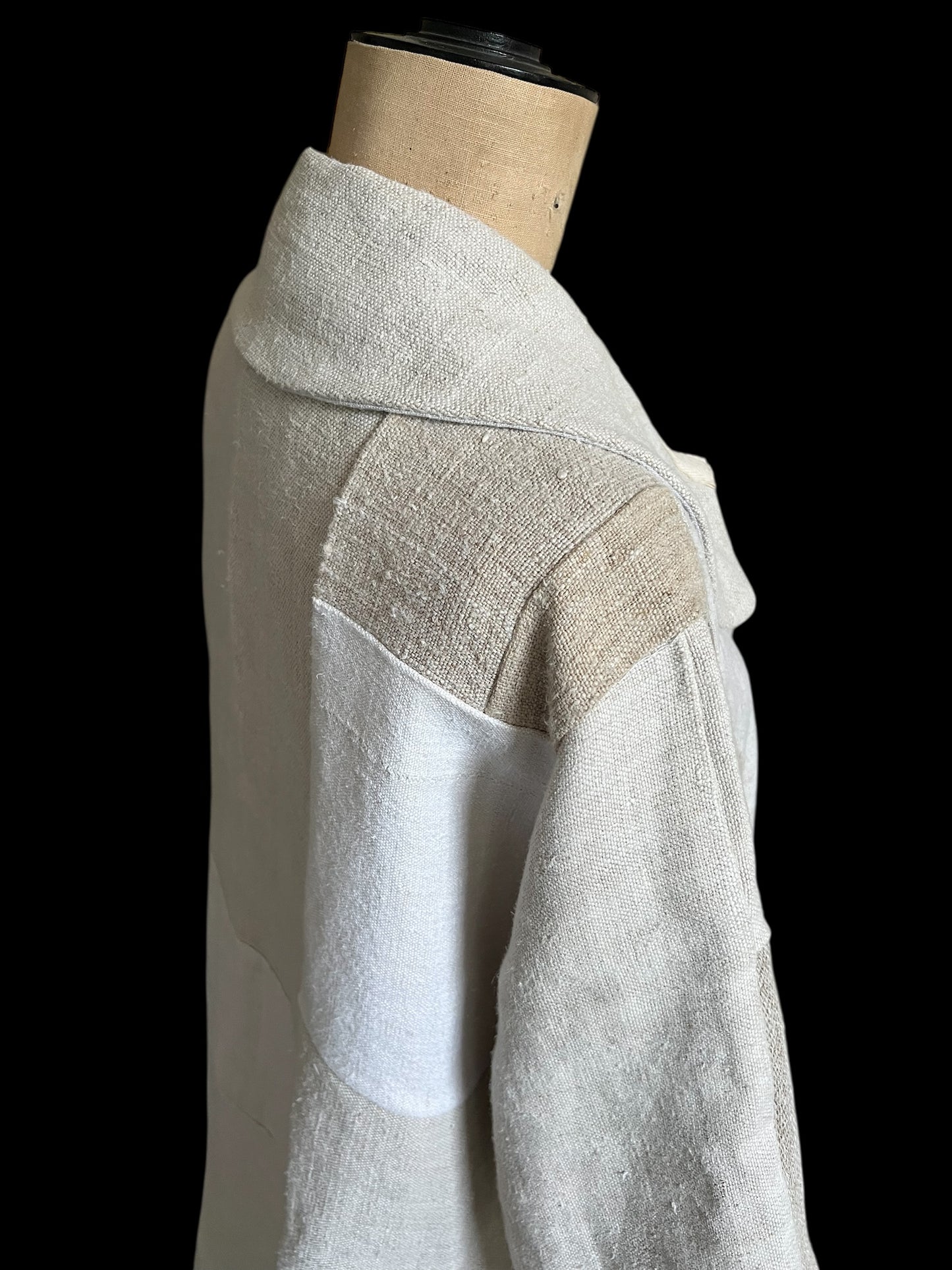 Vintage Heavy Linen Patchwork Duster Coat