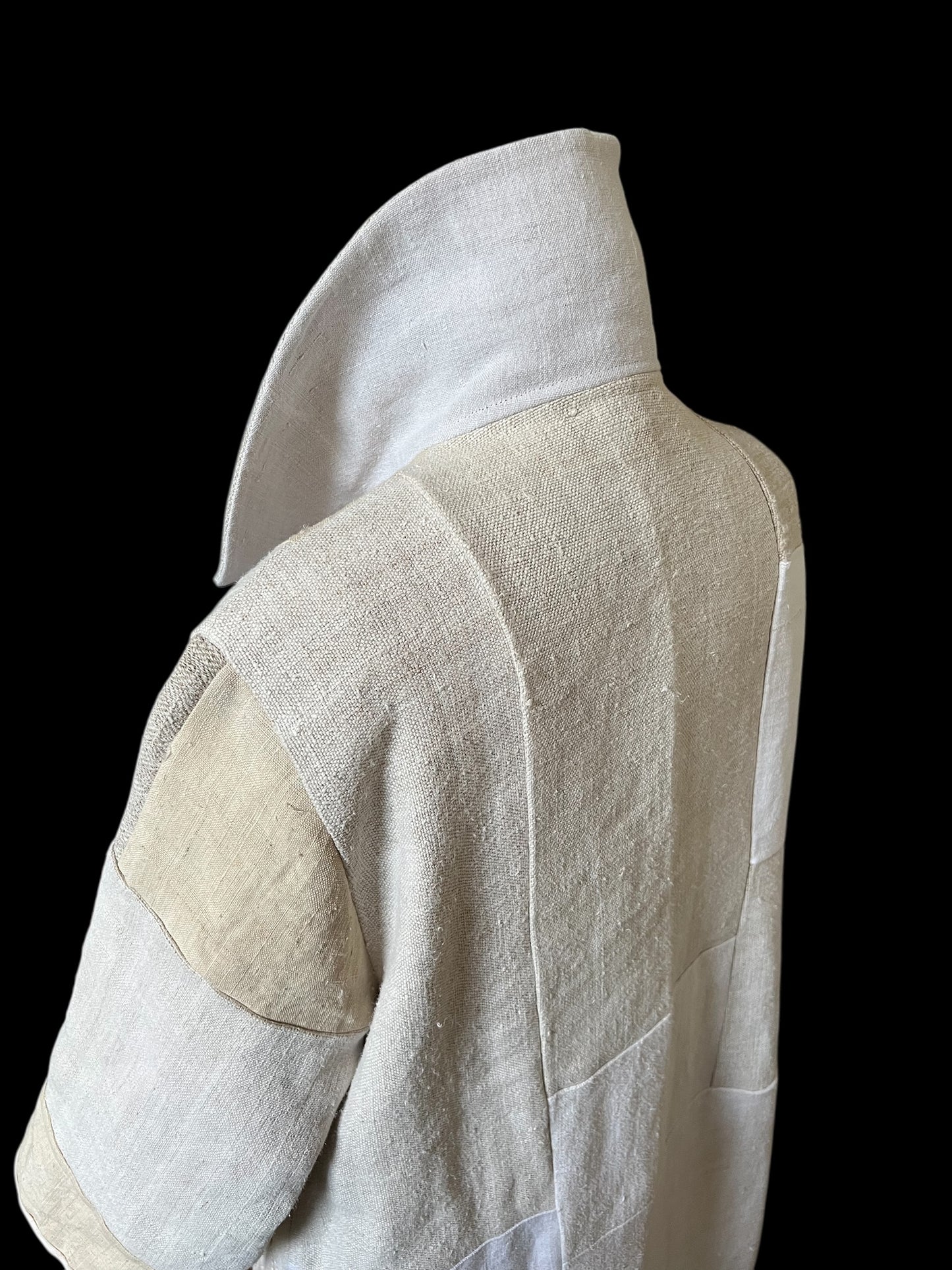 Vintage Heavy Linen Patchwork Duster Coat