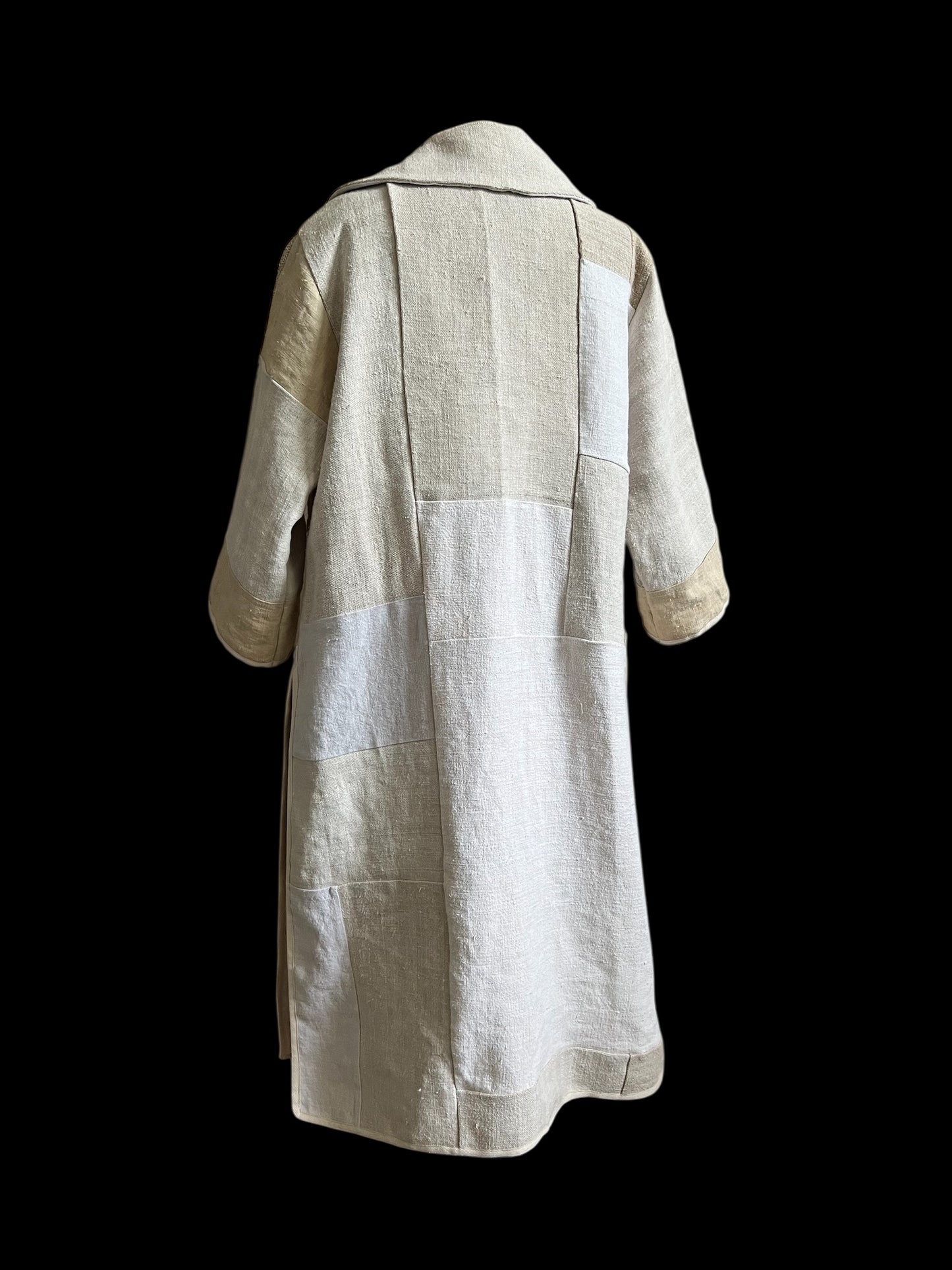 Vintage Heavy Linen Patchwork Duster Coat