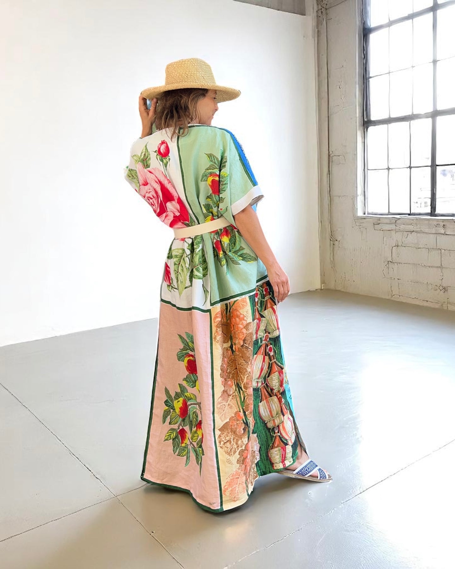 Vintage Irish Linen Tea Towel Kaftan Dress