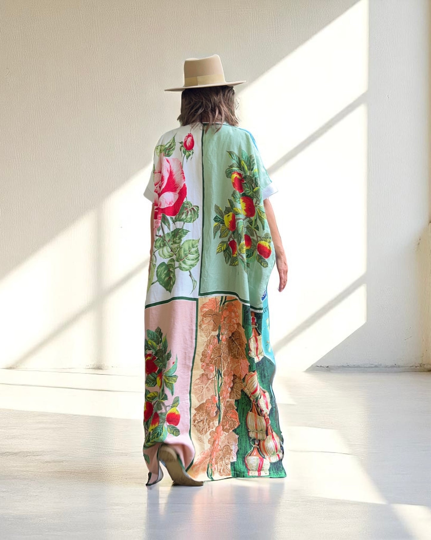 Vintage Irish Linen Tea Towel Kaftan Dress
