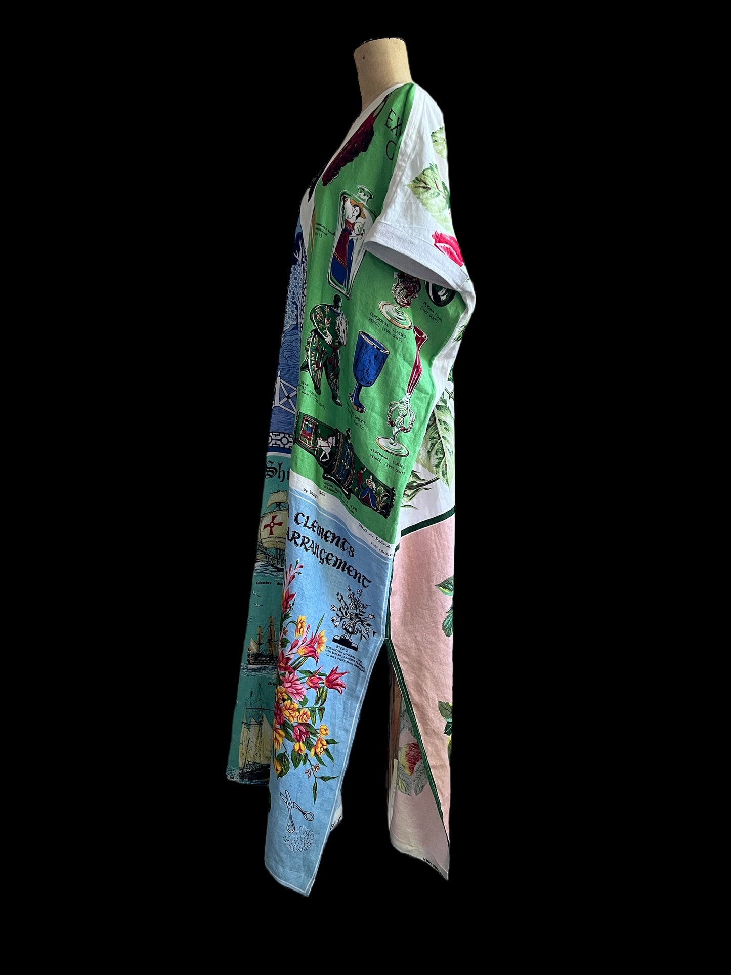Vintage Irish Linen Tea Towel Kaftan Dress