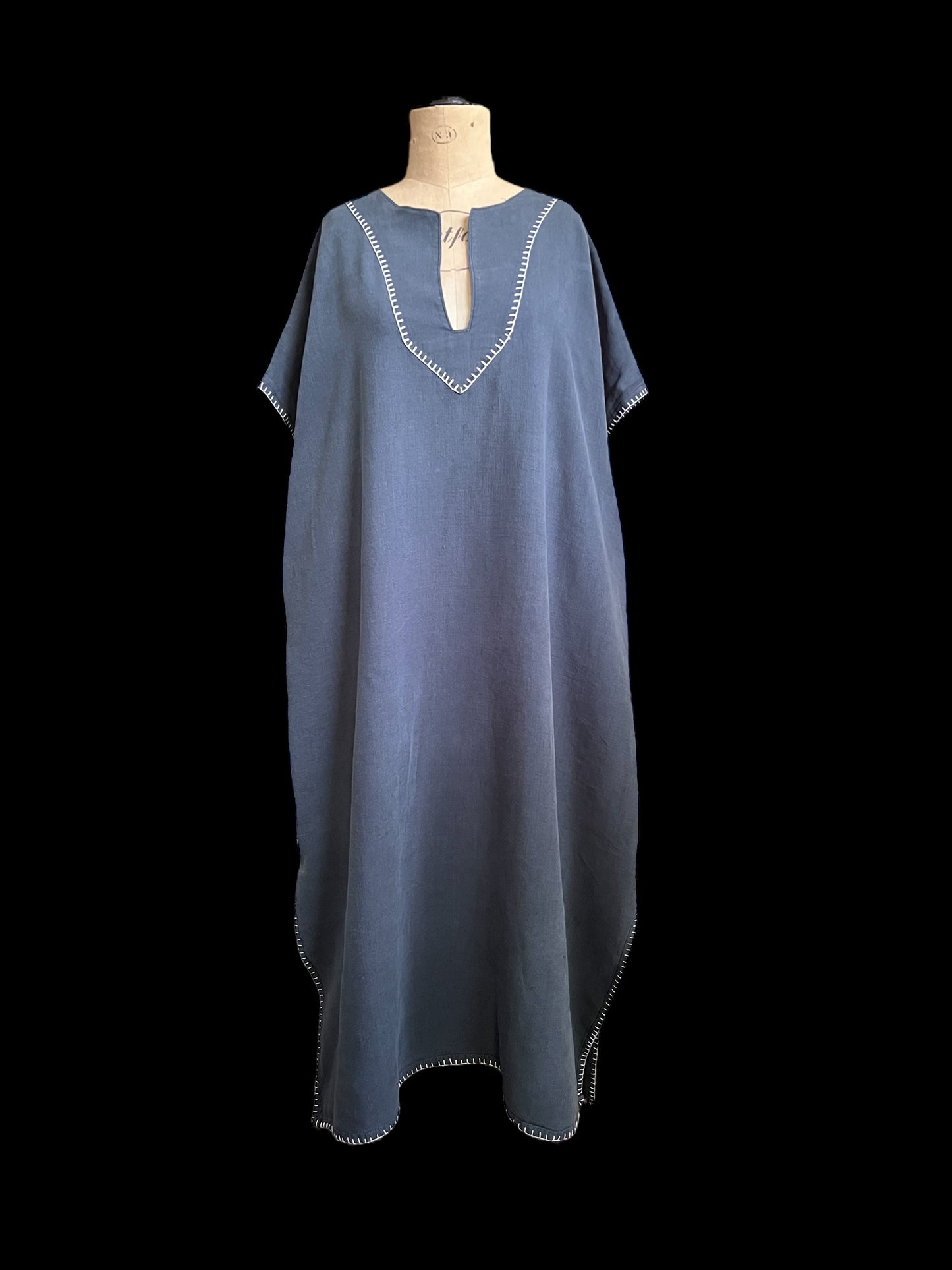 Vintage Over-dyed French Linen Kaftan Dress