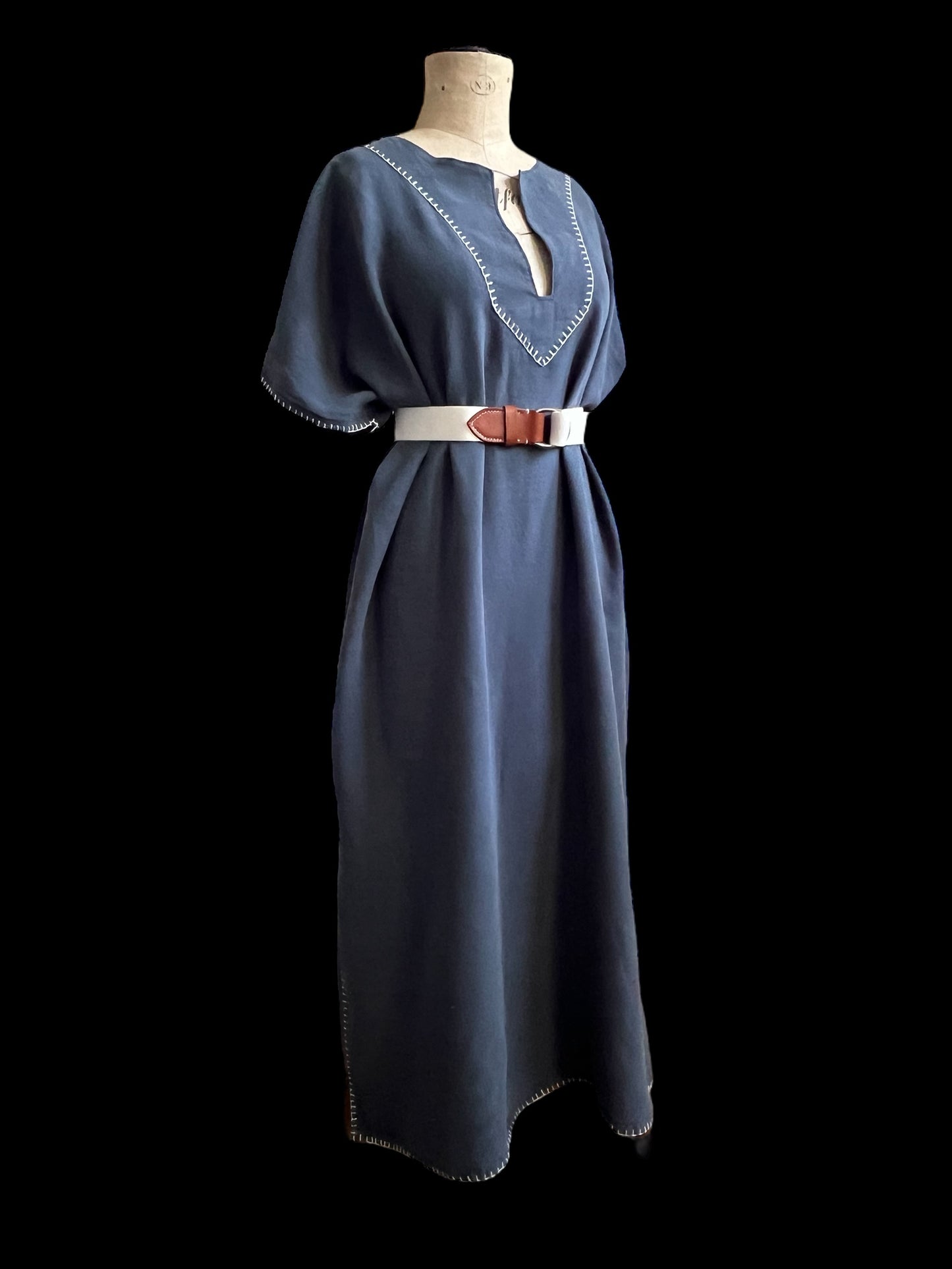 Vintage Over-dyed French Linen Kaftan Dress
