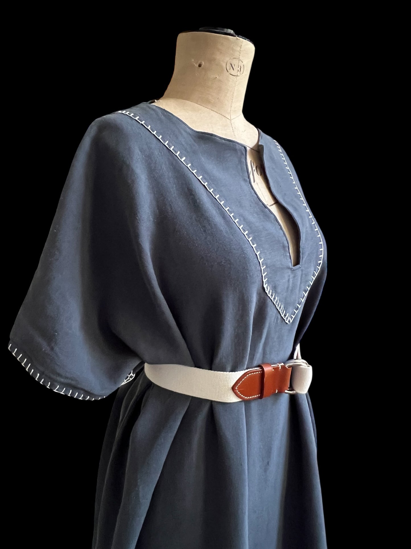 Vintage Over-dyed French Linen Kaftan Dress