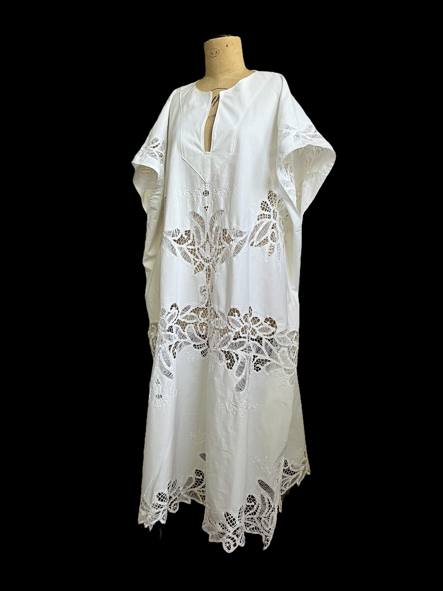 Vintage Cotton Tablecloth Kaftan Dress