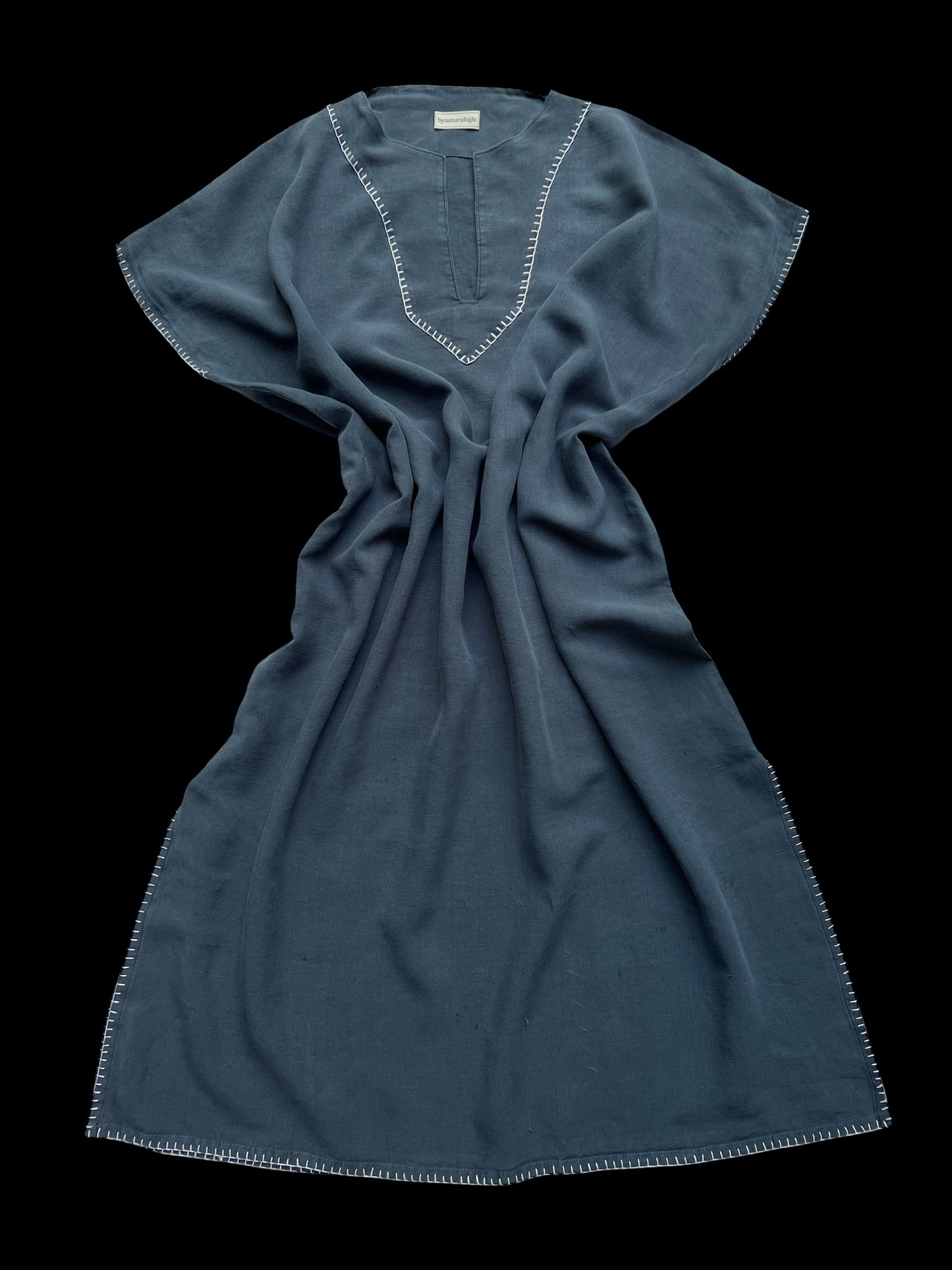 Vintage Over-dyed French Linen Kaftan Dress