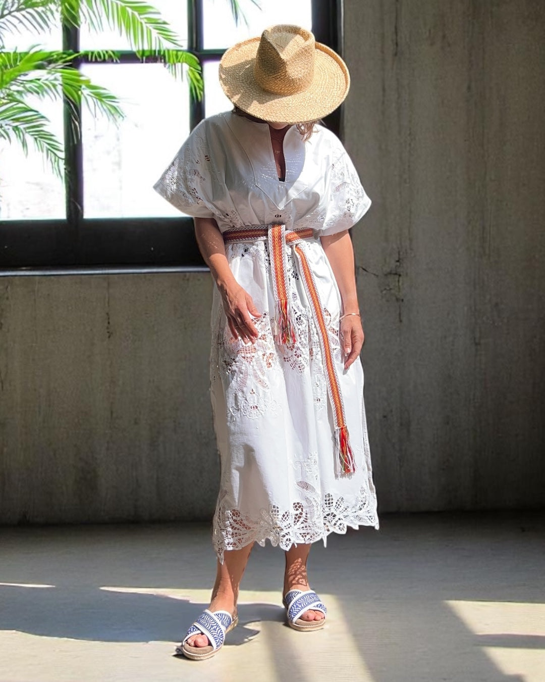 Vintage Cotton Tablecloth Kaftan Dress