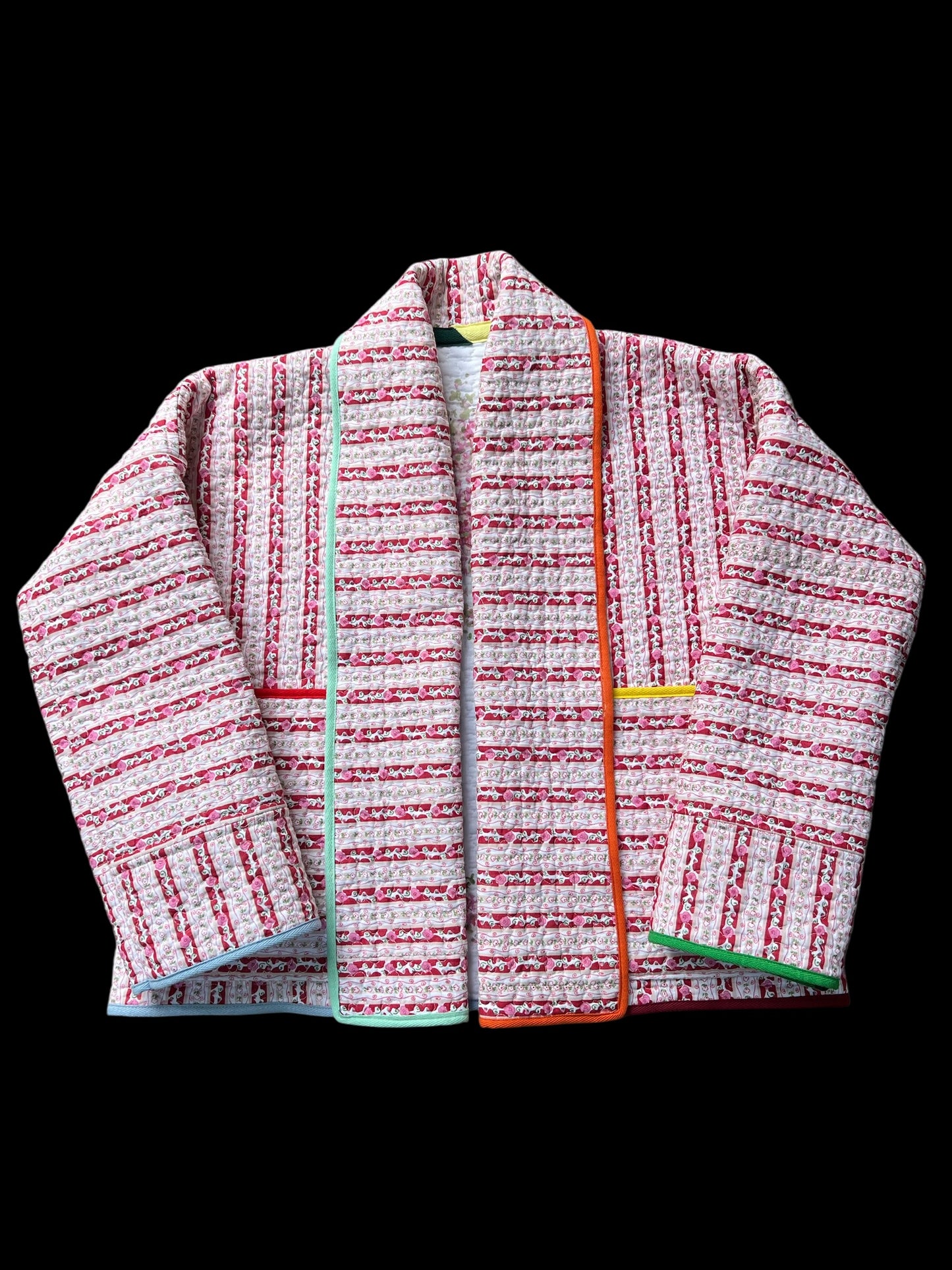 Reversible Quilt Jacket with Rainbow Trim