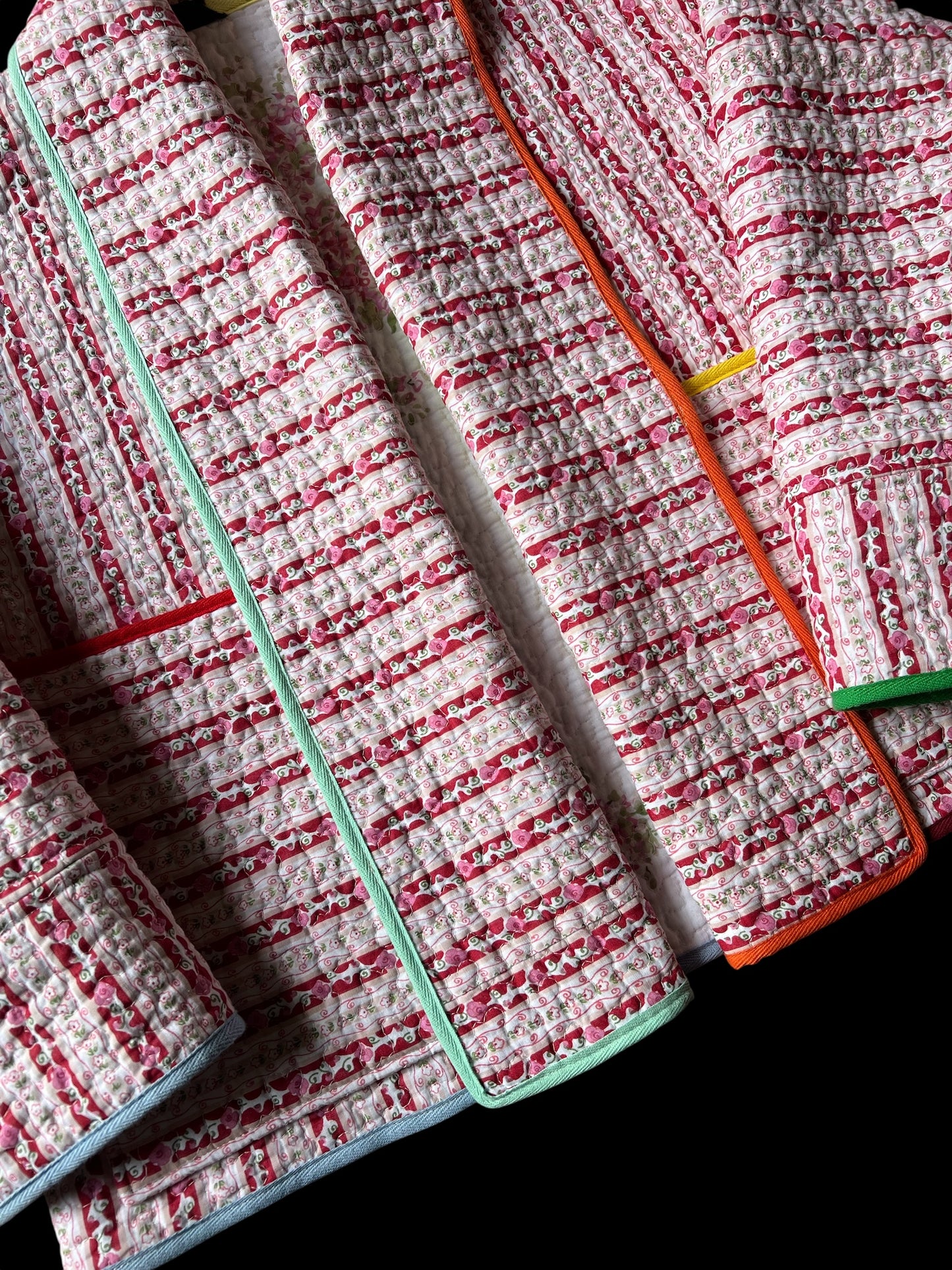 Reversible Quilt Jacket with Rainbow Trim