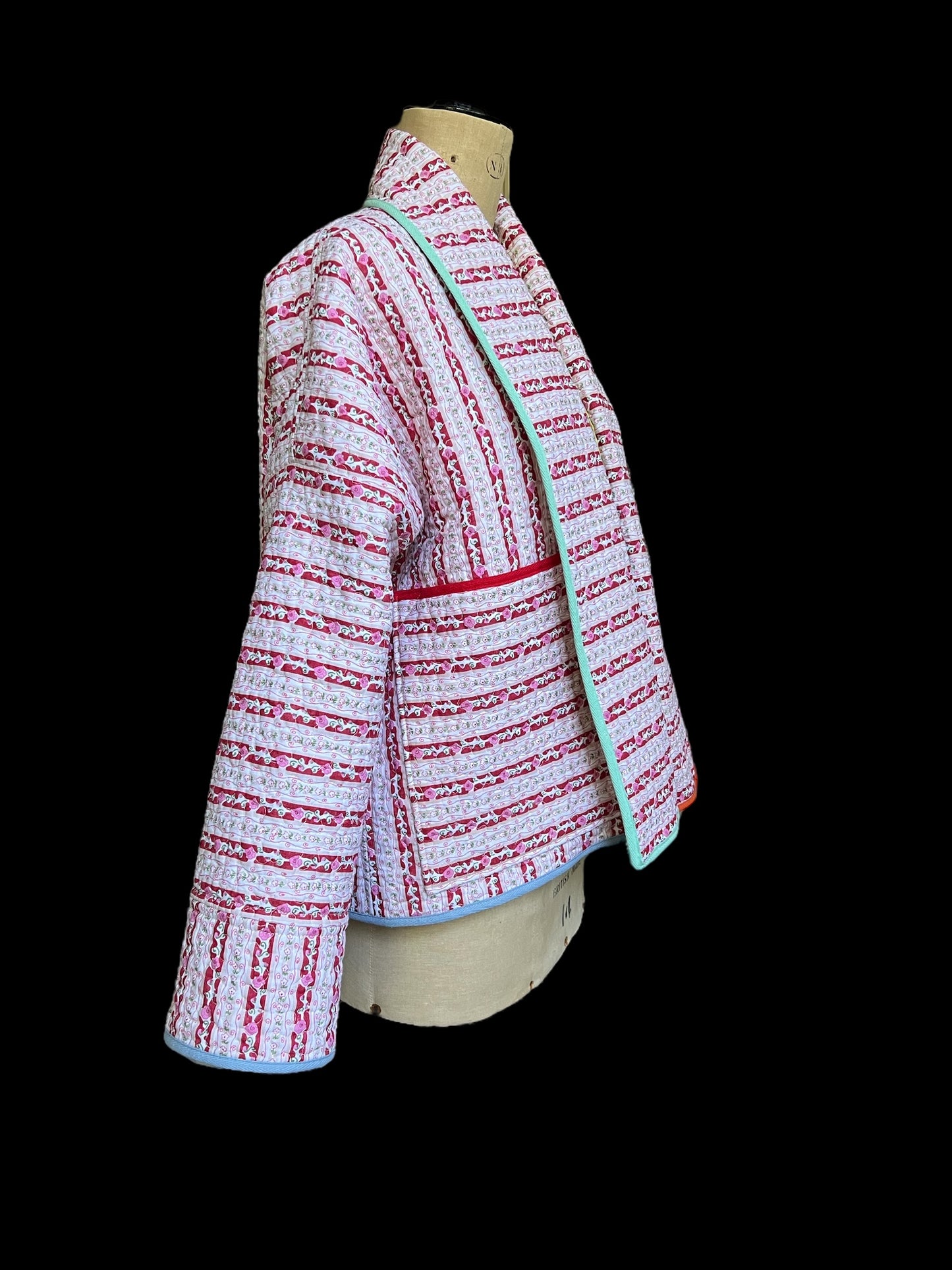 Reversible Quilt Jacket with Rainbow Trim