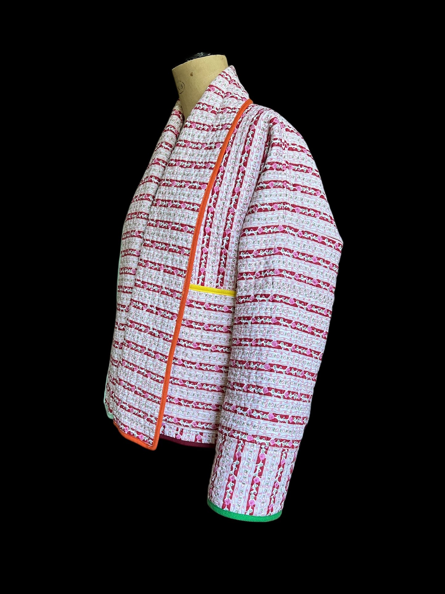 Reversible Quilt Jacket with Rainbow Trim