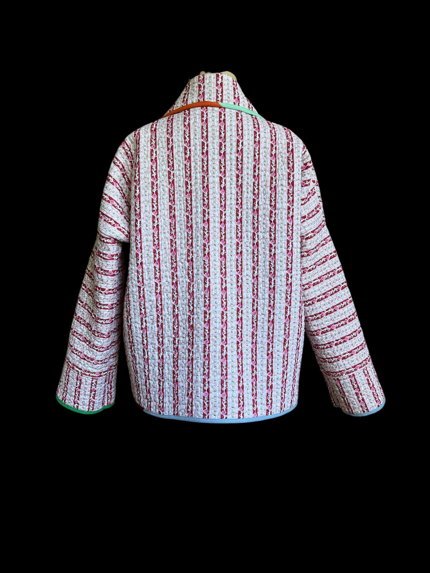 Reversible Quilt Jacket with Rainbow Trim
