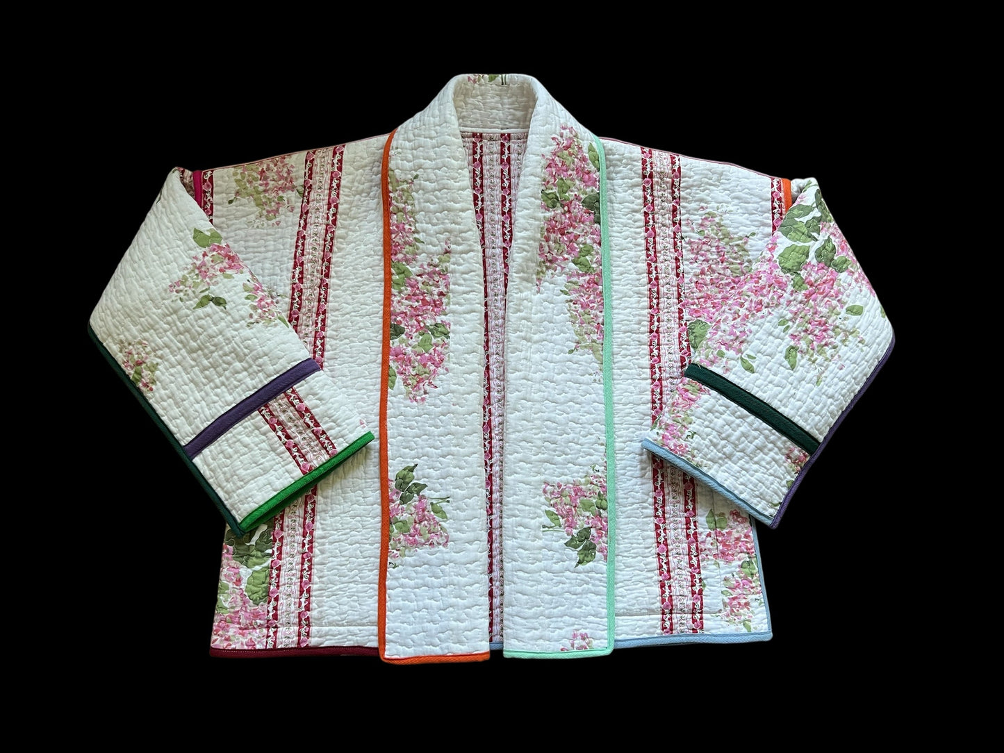 Reversible Quilt Jacket with Rainbow Trim