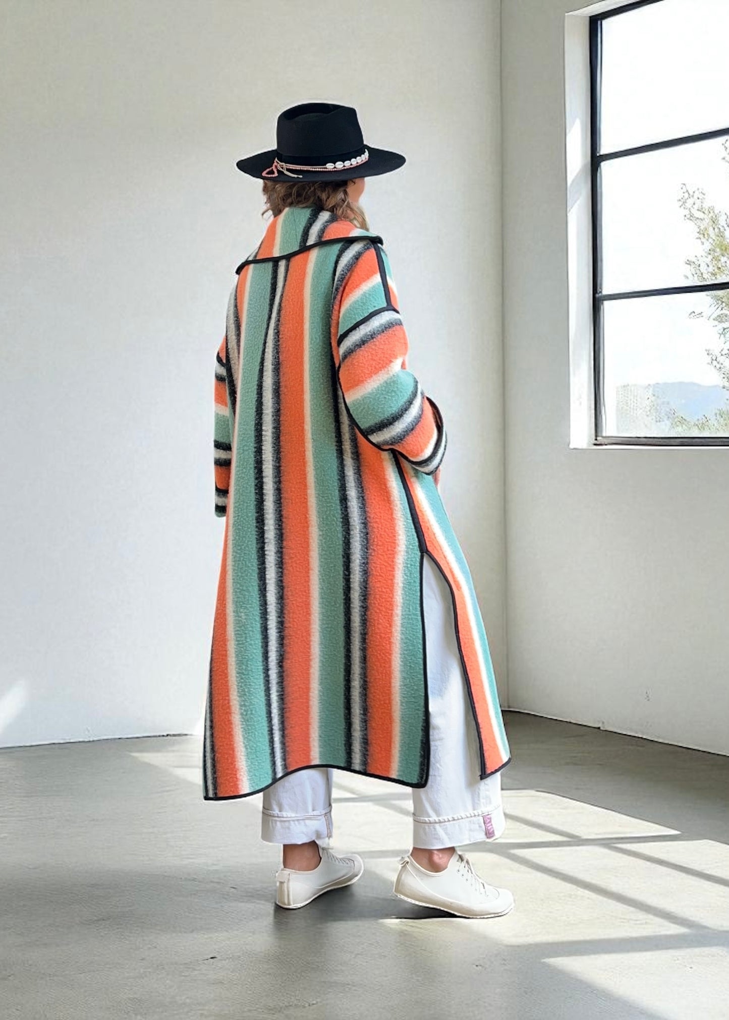 Vintage Sunset Blanket Reversible Duster Coat