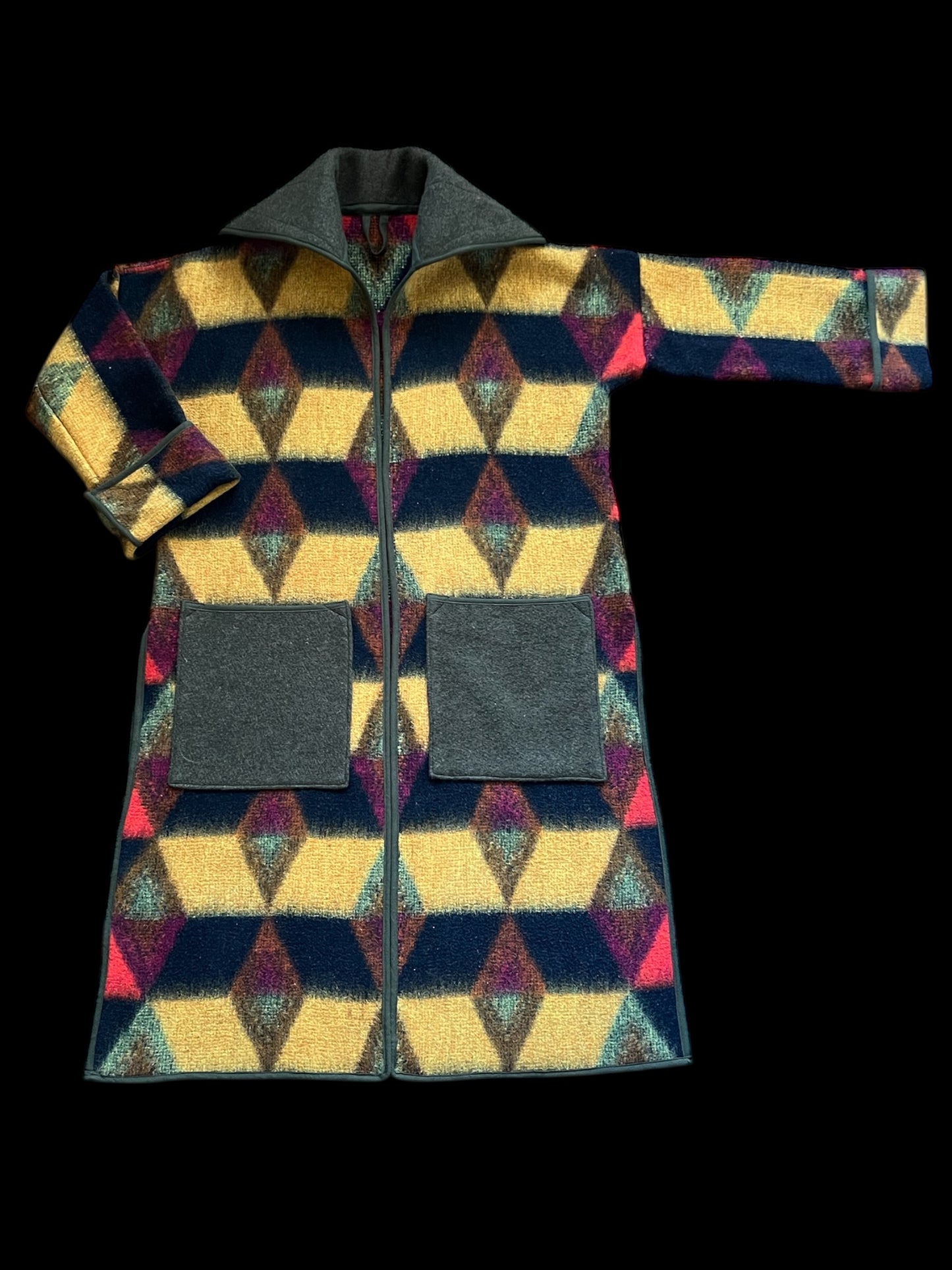 Vintage Autumn Blanket Duster Coat