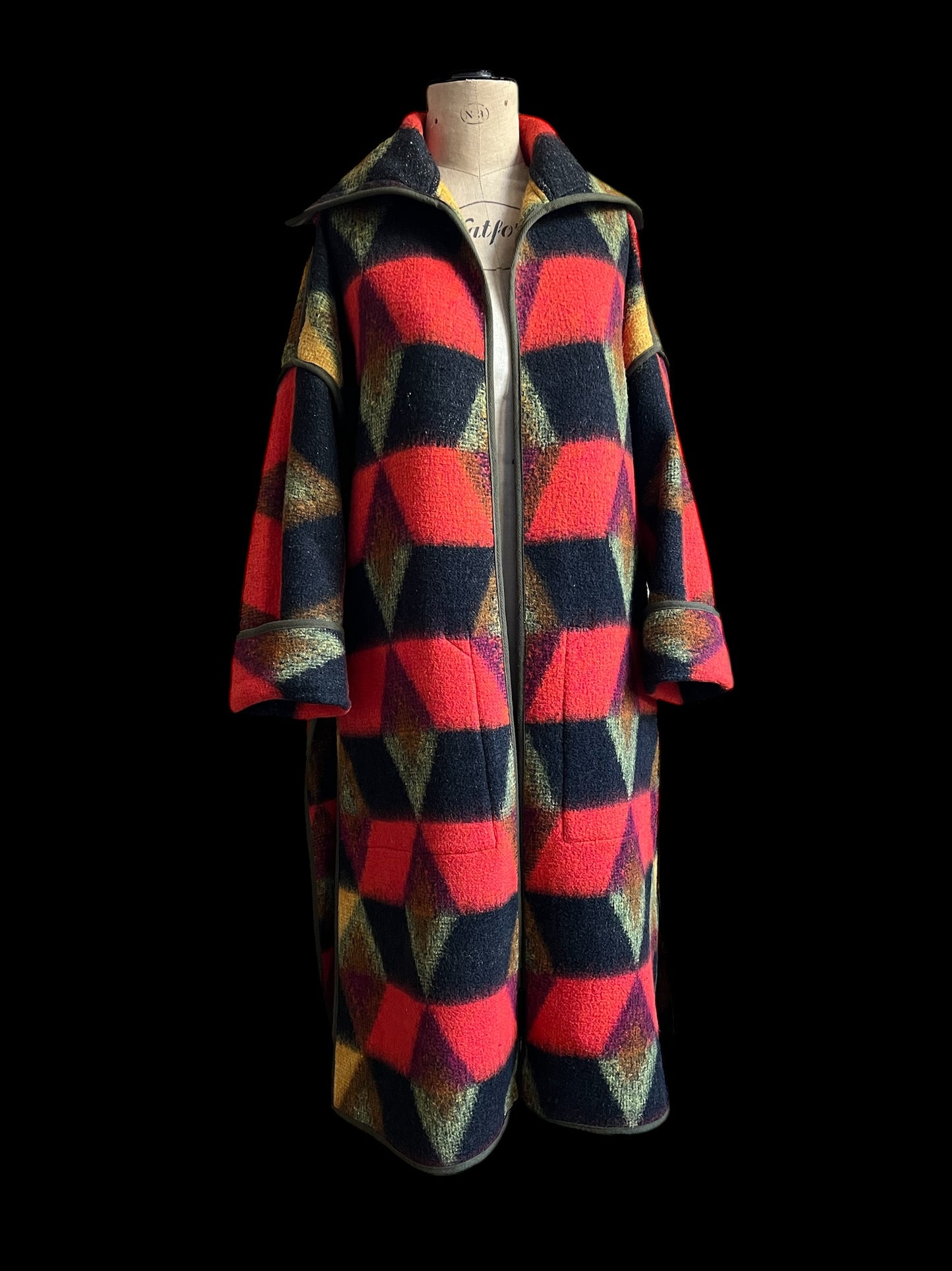 Vintage Autumn Blanket Duster Coat