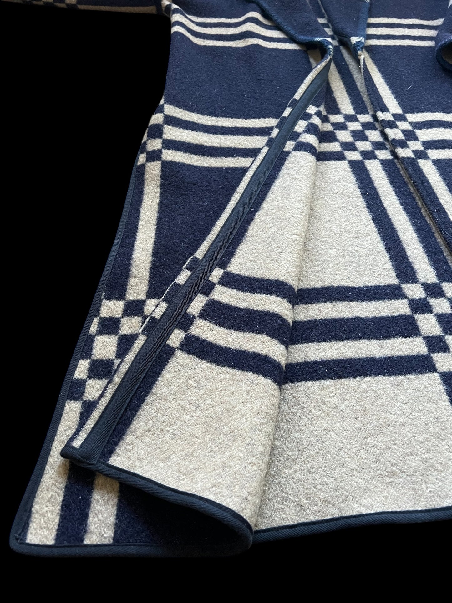 Vintage Blue Checked Blanket Duster Coat