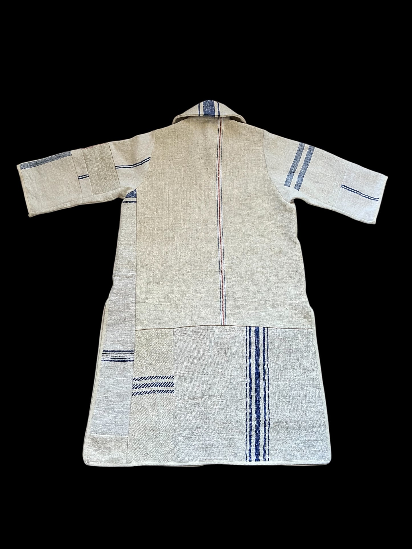 Vintage Heavy Linen Patchwork Duster Coat