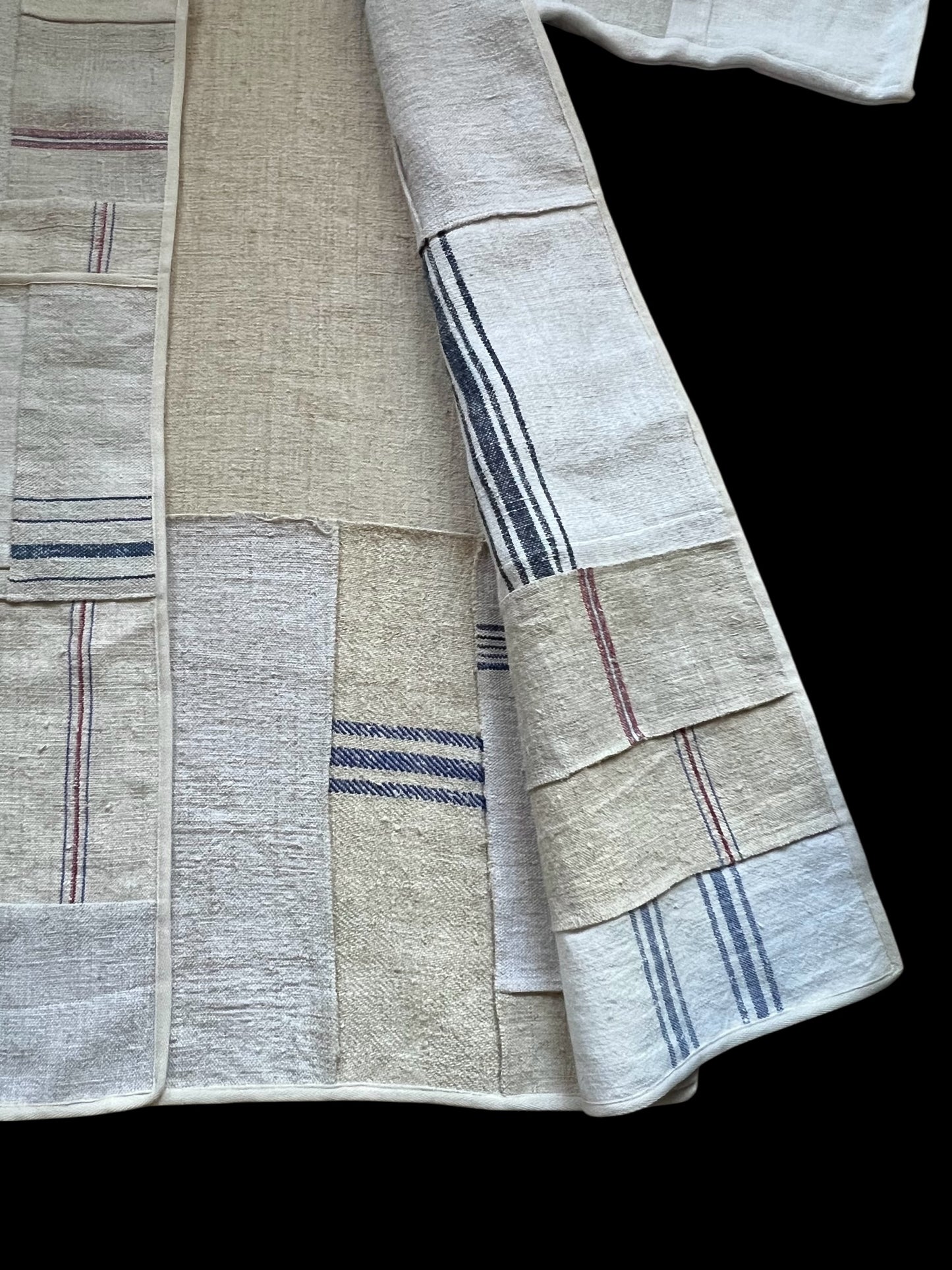 Vintage Heavy Linen Patchwork Duster Coat