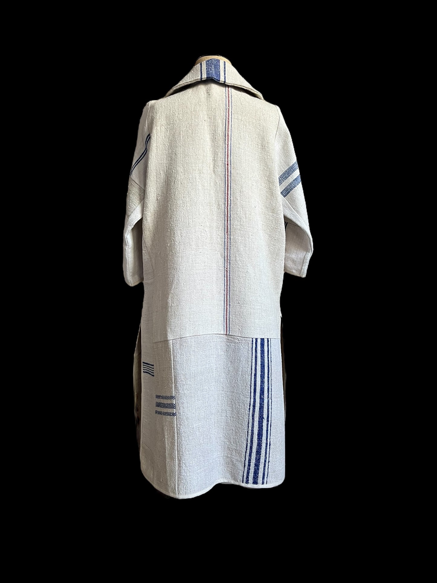 Vintage Heavy Linen Patchwork Duster Coat