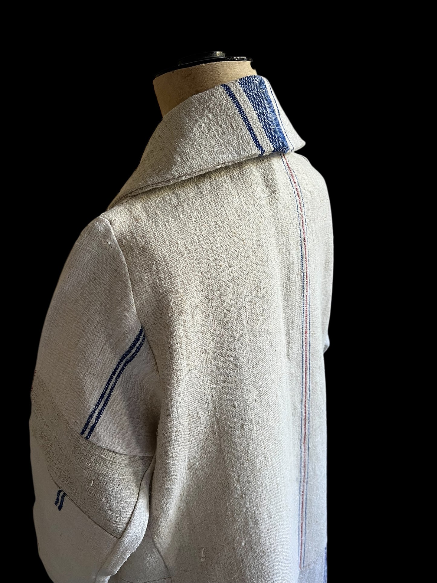 Vintage Heavy Linen Patchwork Duster Coat