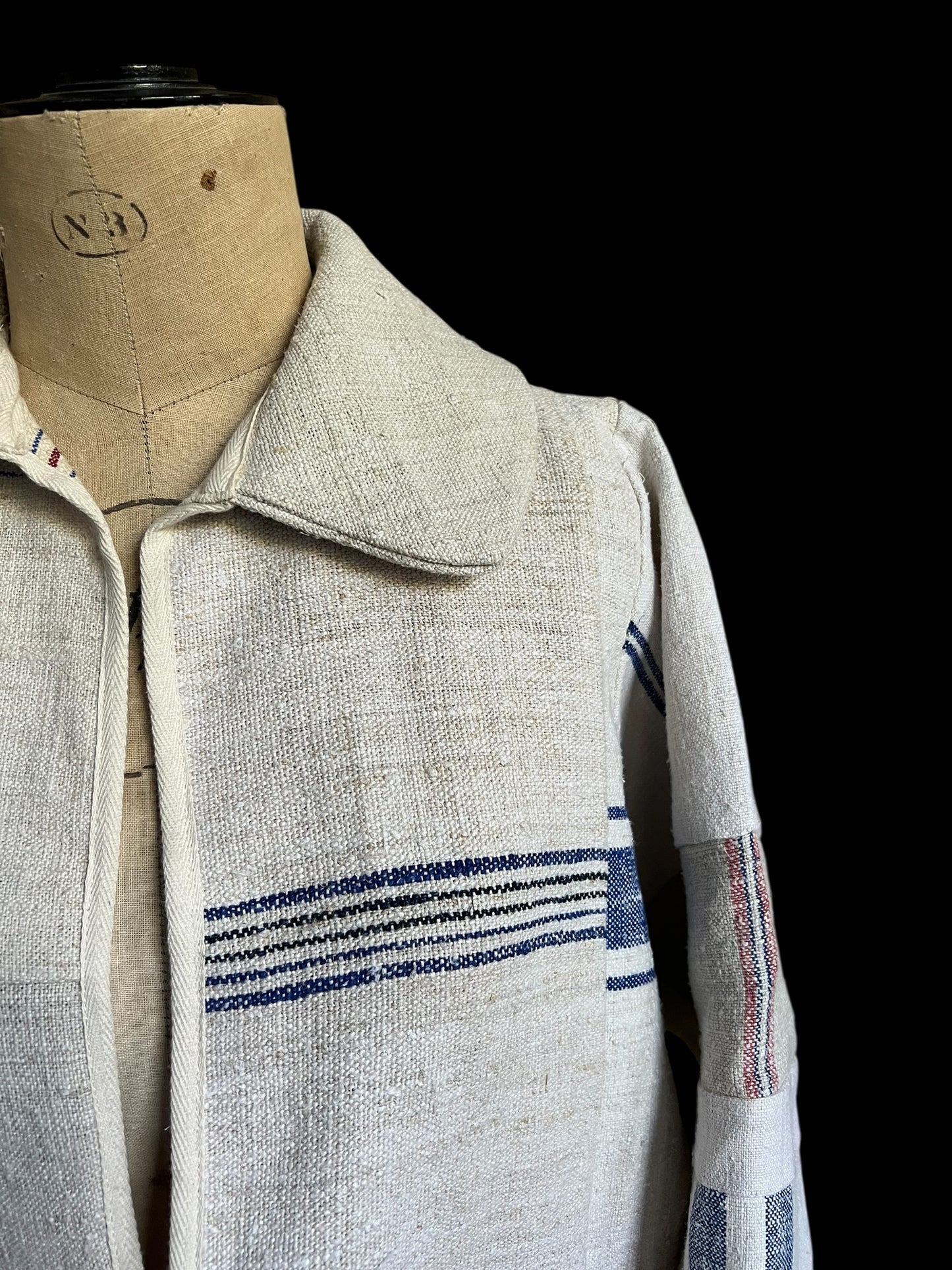 Vintage Heavy Linen Patchwork Duster Coat