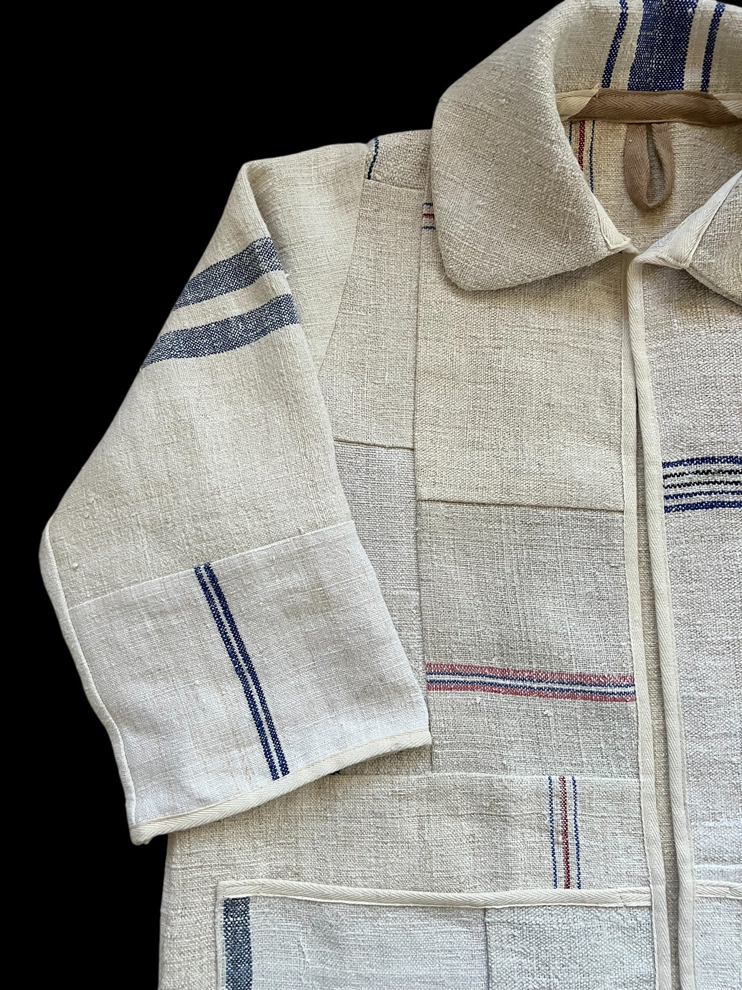 Vintage Heavy Linen Patchwork Duster Coat