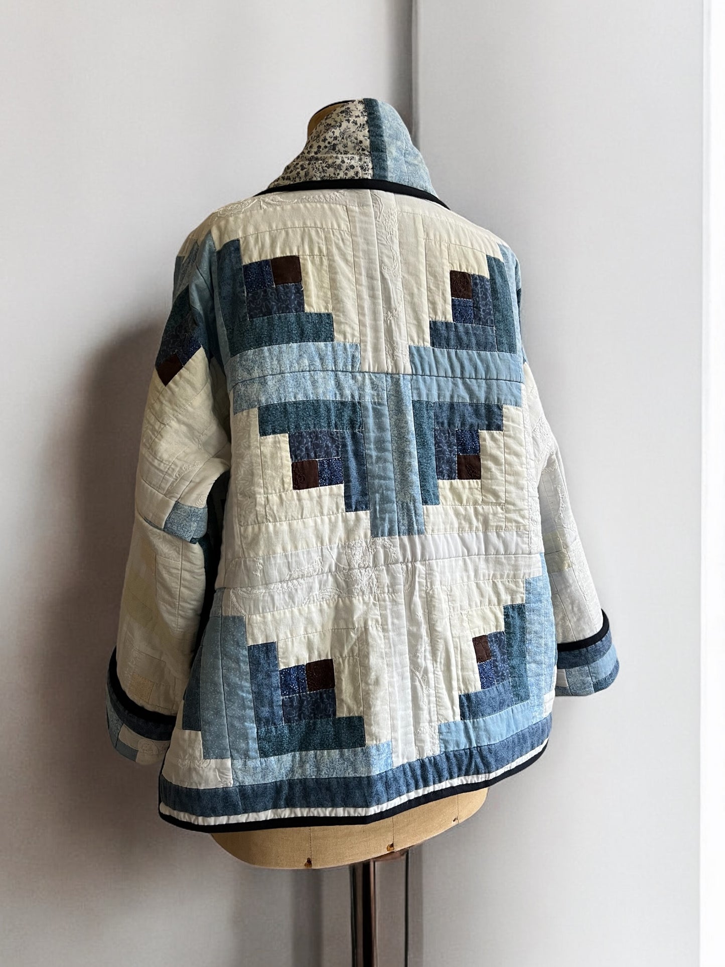 Short Log Cabin Reversible Quilt Coat