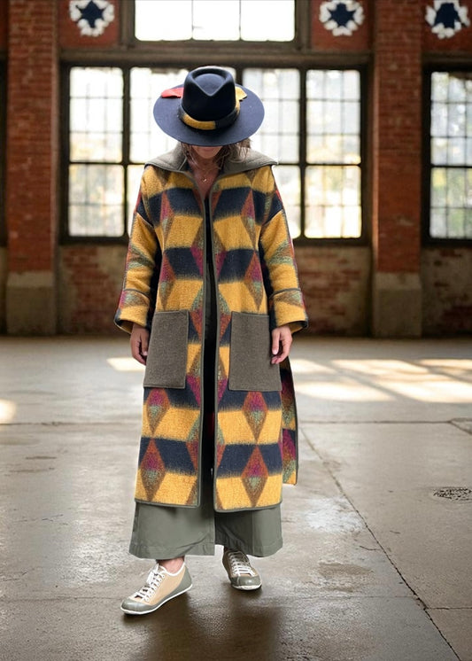 Vintage Autumn Blanket Duster Coat
