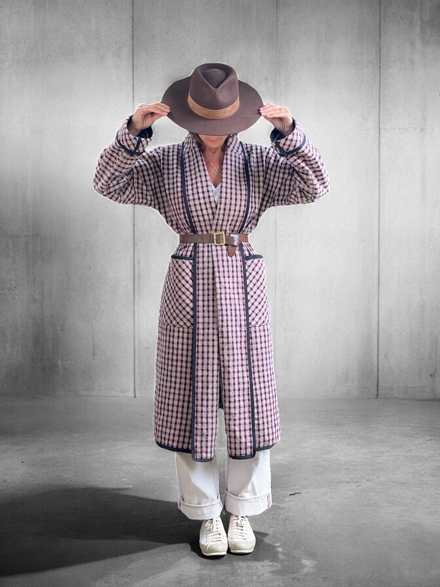 Belgian Flax/cotton Checked Coat